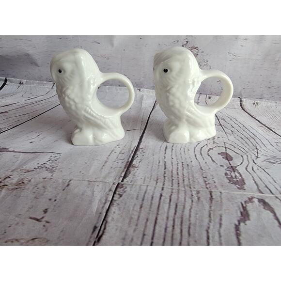 White Ceramic Owl Napkin Rings Set of 2 Replacement Pieces Made In Taiwan - Picture 4 of 10